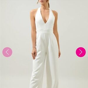 NWT White Halter Flared Jumpsuit